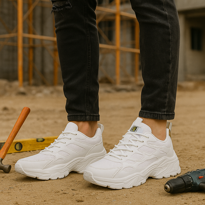 Sapatos de trabalho masculinos com tops de aço e sola não -deslizante