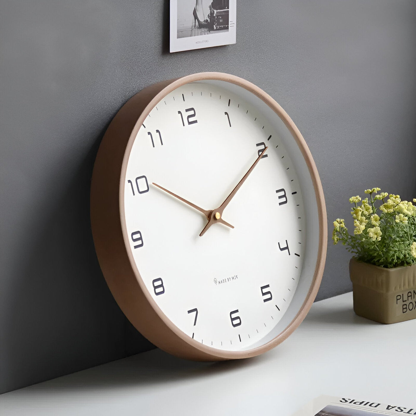 Elequartz -clock - relógio redondo de parede - Wood Nordic Wall Watch