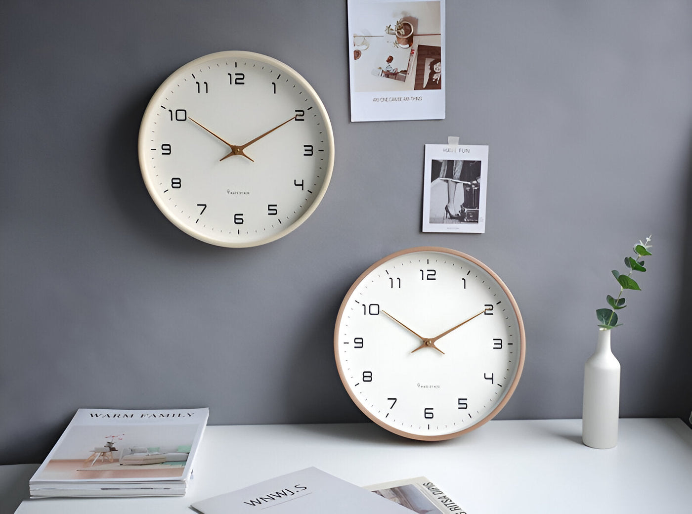 Elequartz -clock - relógio redondo de parede - Wood Nordic Wall Watch