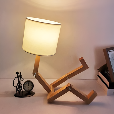 Lâmpada flexível de Woodman - lâmpada de mesa de madeira maciça robótica