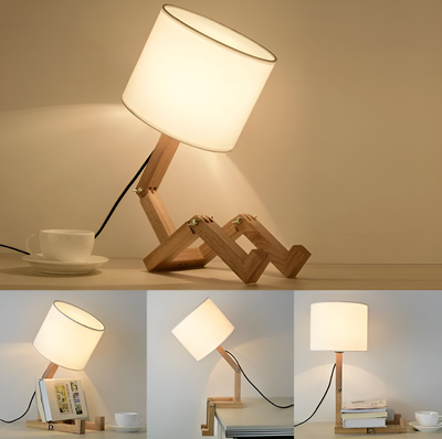 Lâmpada flexível de Woodman - lâmpada de mesa de madeira maciça robótica
