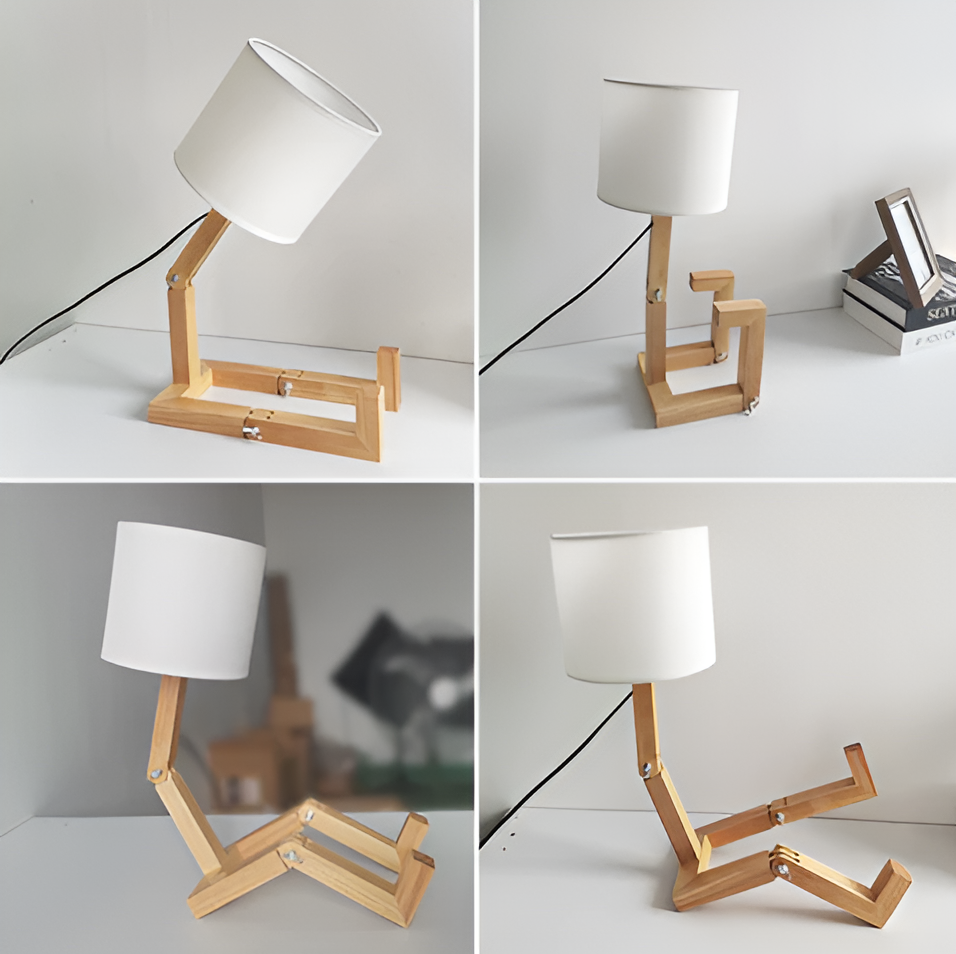 Lâmpada flexível de Woodman - lâmpada de mesa de madeira maciça robótica