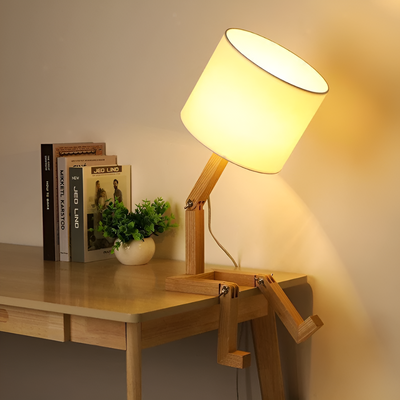 Lâmpada flexível de Woodman - lâmpada de mesa de madeira maciça robótica