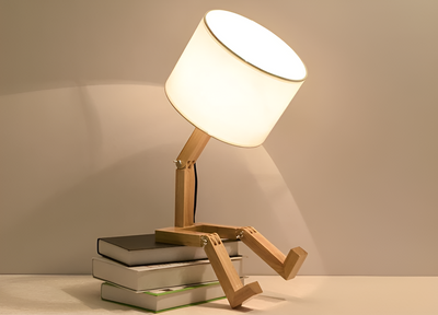 Lâmpada flexível de Woodman - lâmpada de mesa de madeira maciça robótica