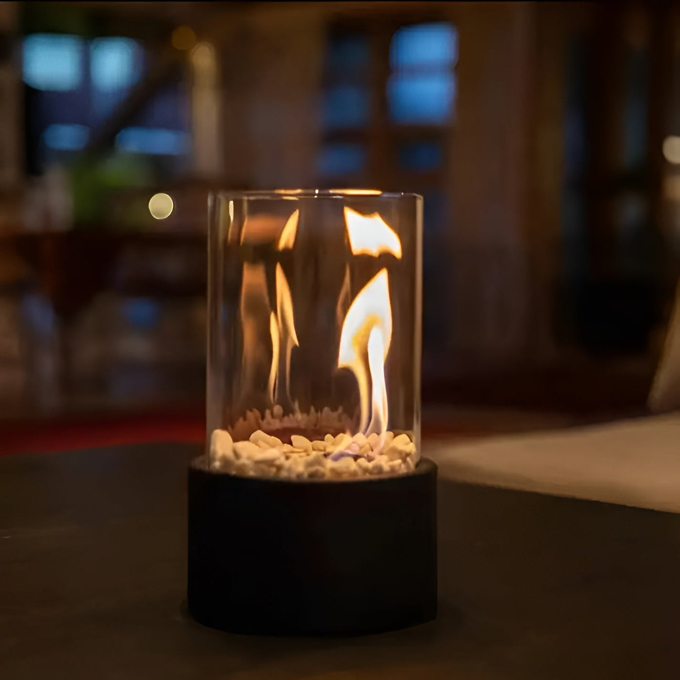 Sleekflame - lareira elegante de desktop black metal