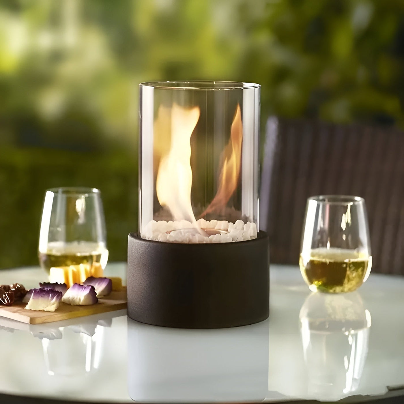 Sleekflame - lareira elegante de desktop black metal