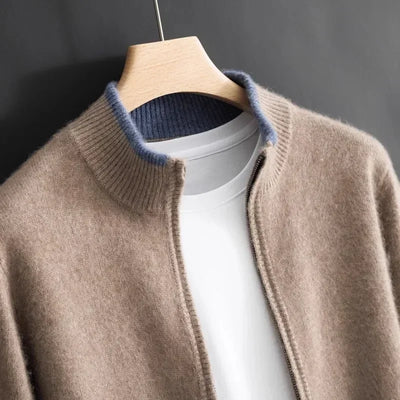 Jaqueta Zip Caxemira para homens quentes e elegantes