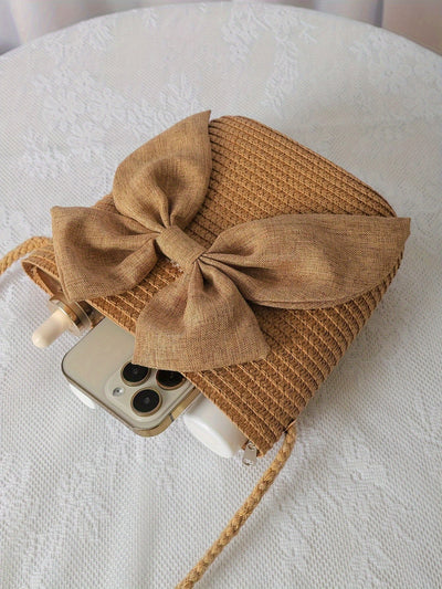 Julia | Boho Straw Crossbag com loop ou flor - perfeito para resultados de verão!