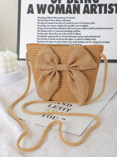 Julia | Boho Straw Crossbag com loop ou flor - perfeito para resultados de verão!