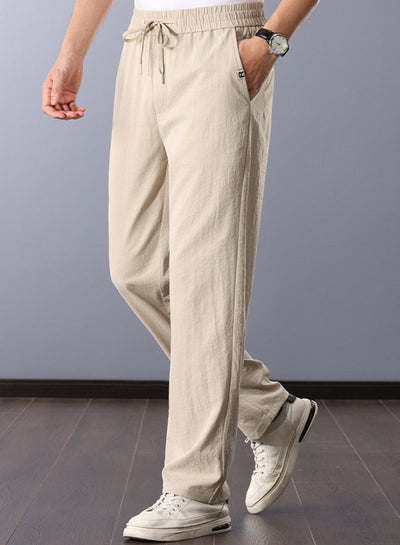 Calça de linho clássico Man Style Straight Style