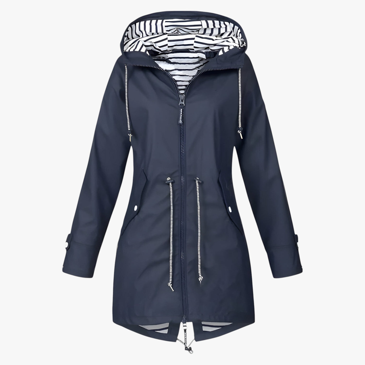 Beatrice | Parka impermeable - Corte ajustable con forro a rayas en la capucha