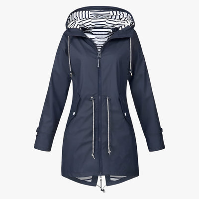 Beatrice | Parka impermeable - Corte ajustable con forro a rayas en la capucha