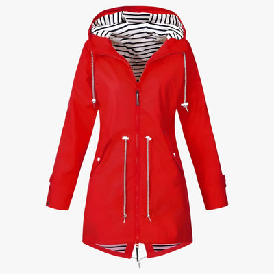 Beatrice | Parka impermeable - Corte ajustable con forro a rayas en la capucha
