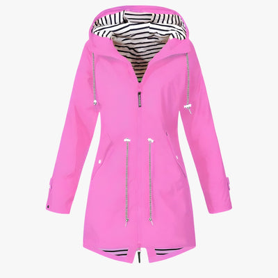 Beatrice | Parka impermeable - Corte ajustable con forro a rayas en la capucha