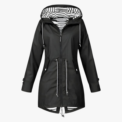 Beatrice | Parka impermeable - Corte ajustable con forro a rayas en la capucha