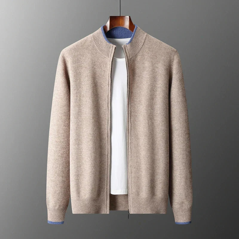Jaqueta Zip Caxemira para homens quentes e elegantes