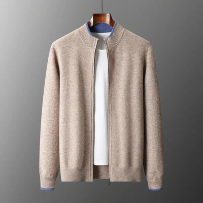 Jaqueta Zip Caxemira para homens quentes e elegantes