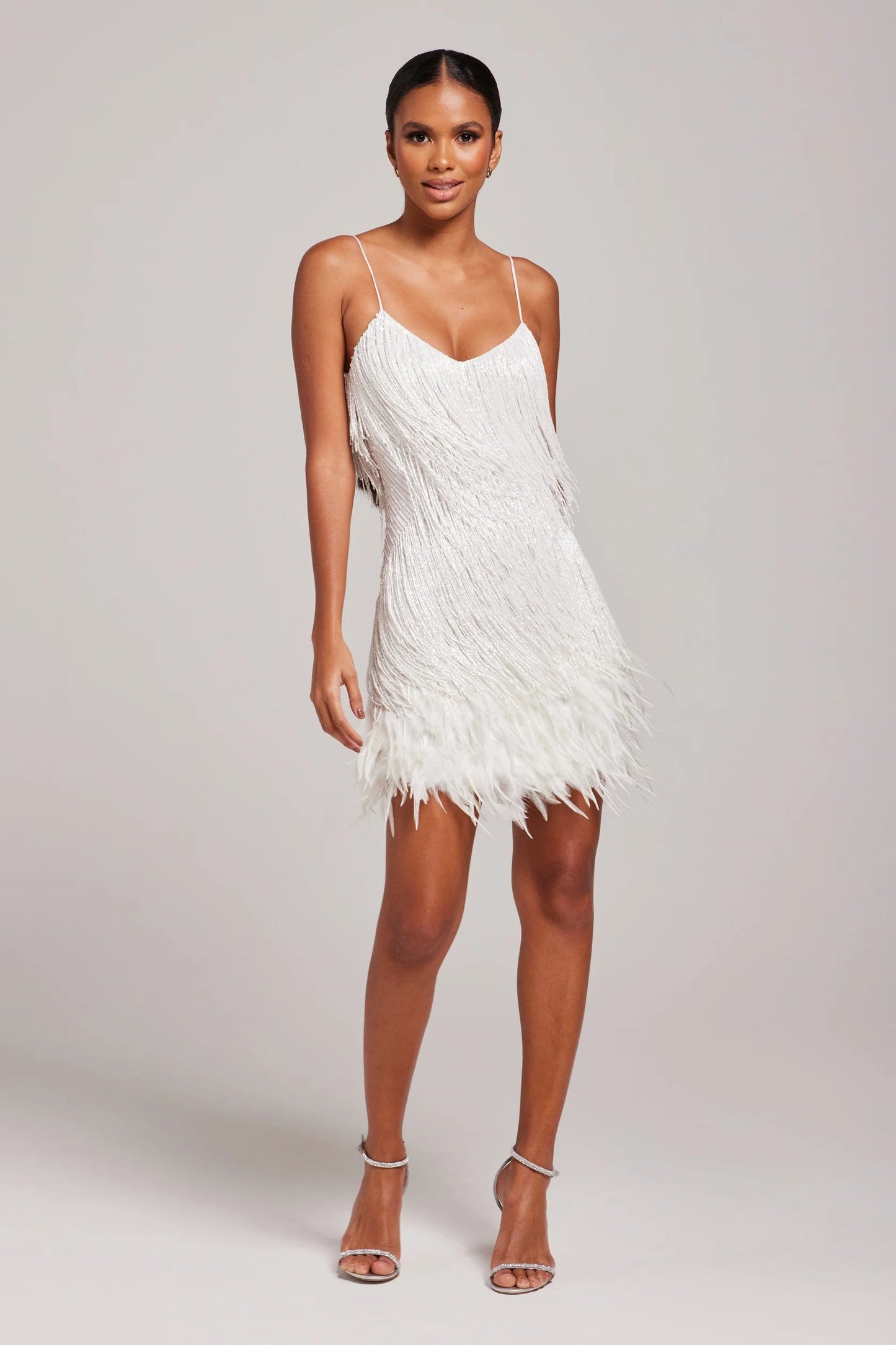 Cocktailkleid für Damen mit Fransen und Federn