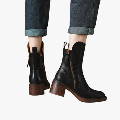 Madelyn | Botas de diseño de altura de tobillo con tacón en bloque y comodidad acolchada para mujer