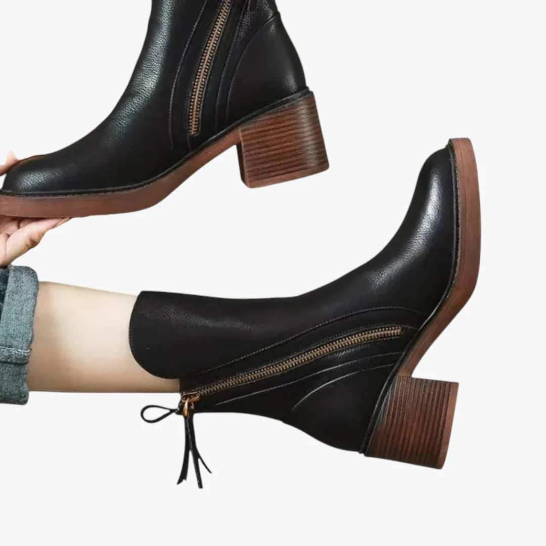 Madelyn | Botas de diseño de altura de tobillo con tacón en bloque y comodidad acolchada para mujer