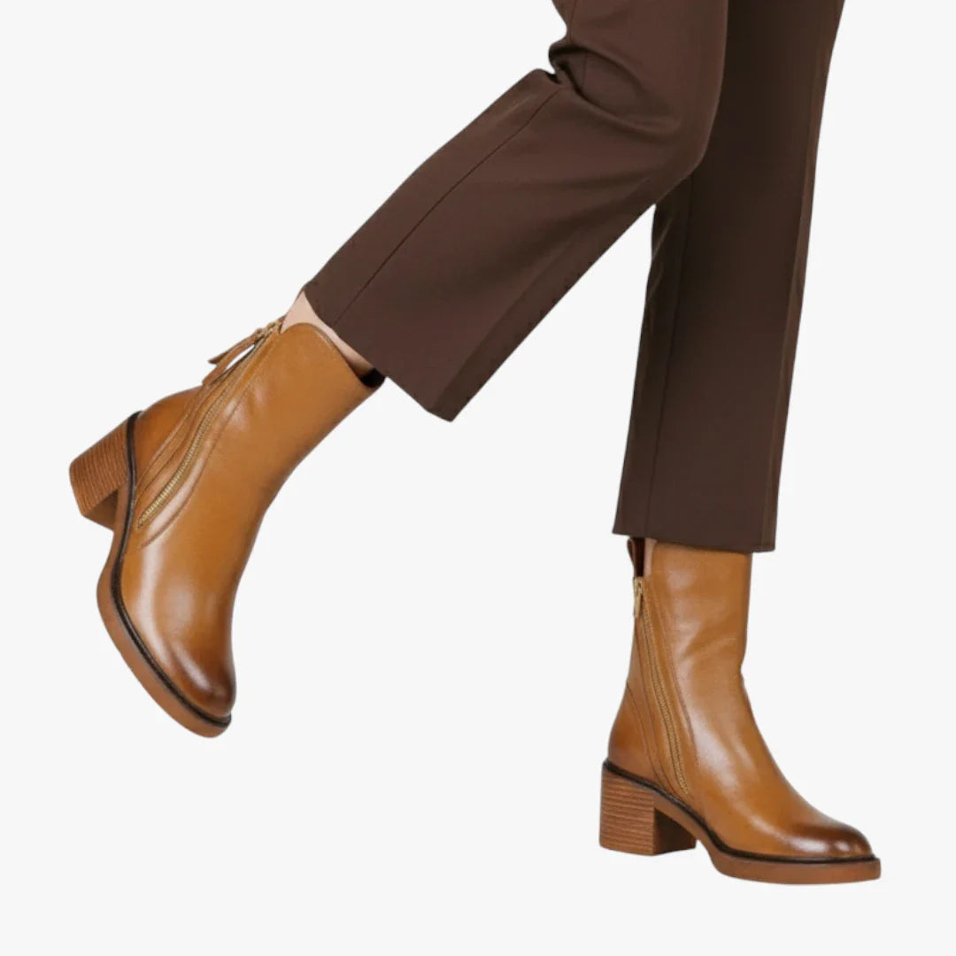 Madelyn | Botas de diseño de altura de tobillo con tacón en bloque y comodidad acolchada para mujer