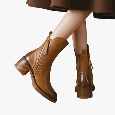 Madelyn | Botas de diseño de altura de tobillo con tacón en bloque y comodidad acolchada para mujer