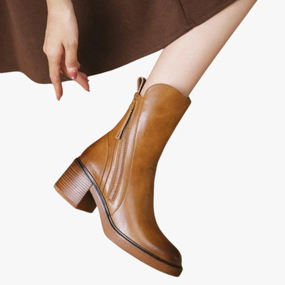 Madelyn | Botas de diseño de altura de tobillo con tacón en bloque y comodidad acolchada para mujer