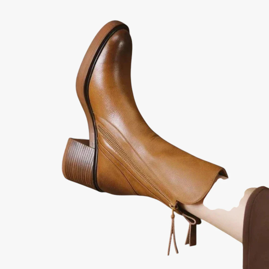 Madelyn | Botas de diseño de altura de tobillo con tacón en bloque y comodidad acolchada para mujer