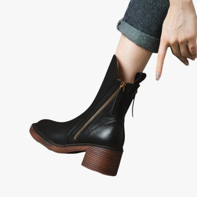 Madelyn | Botas de diseño de altura de tobillo con tacón en bloque y comodidad acolchada para mujer