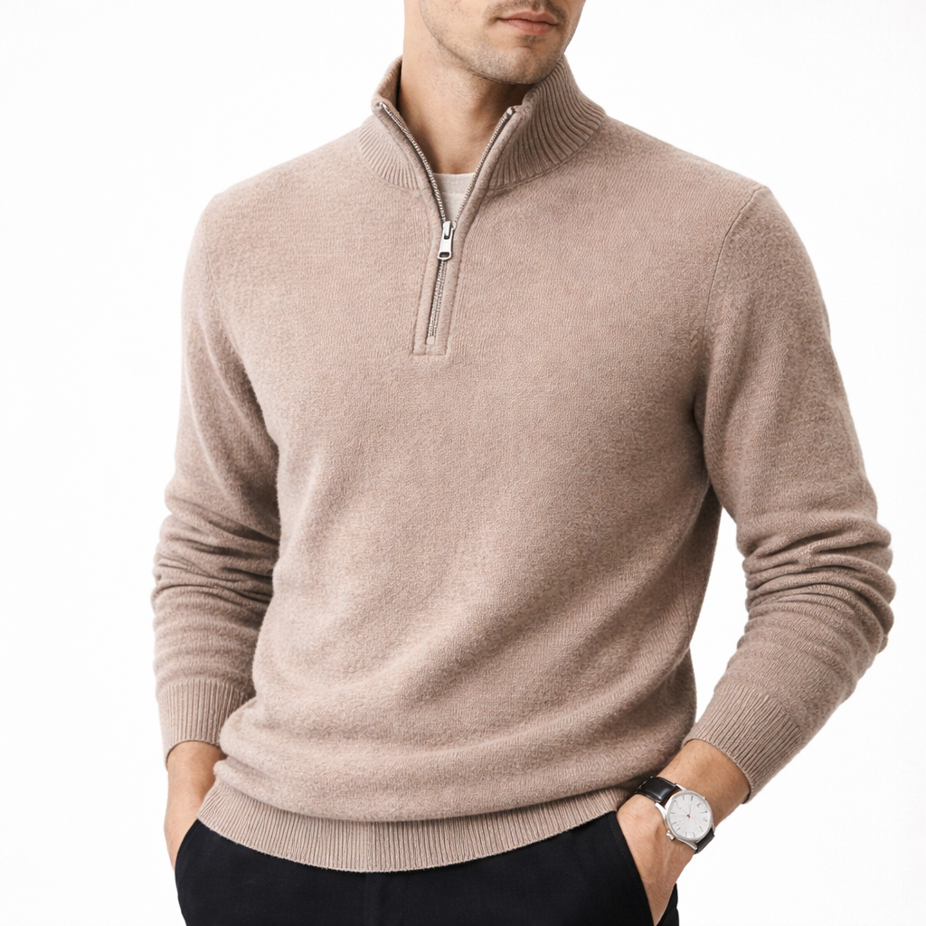 Morris | Kaschmirpullover mit Reißverschluss für Männer