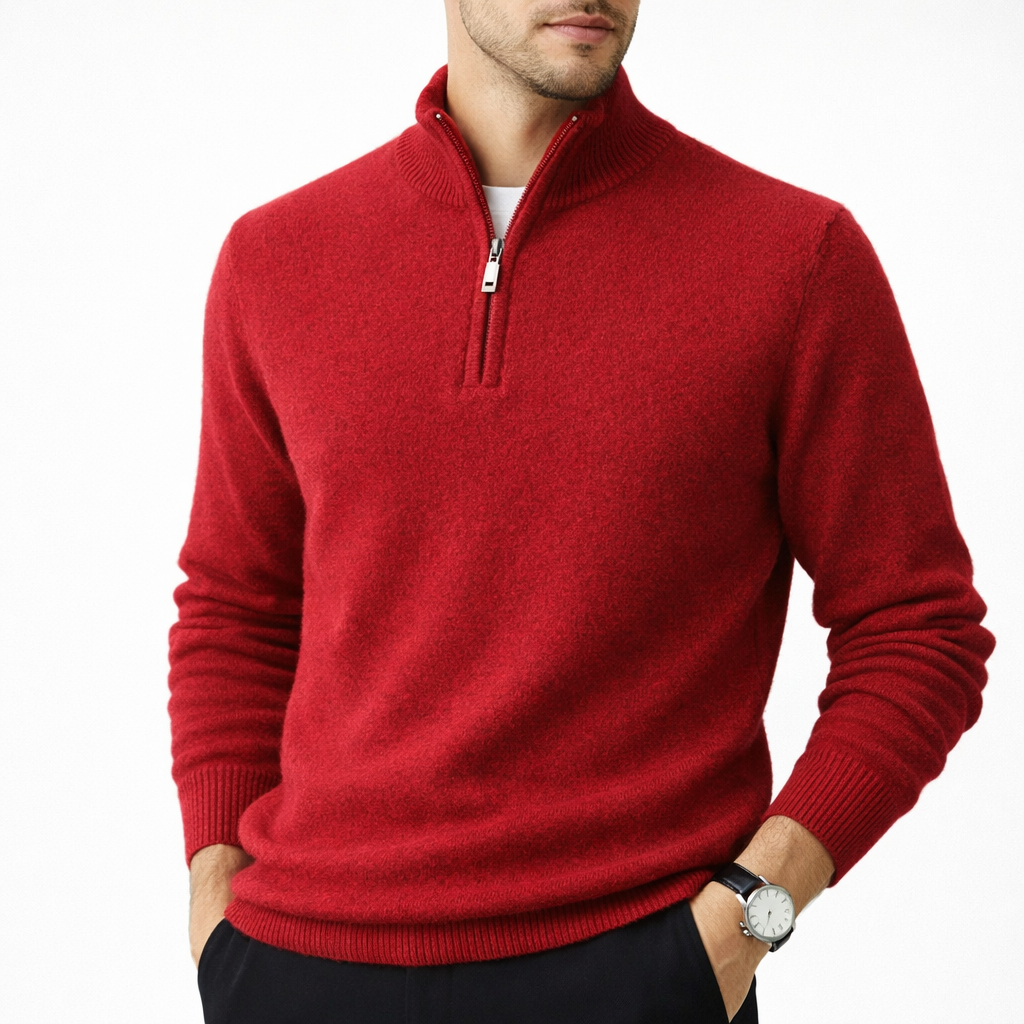 Morris | Kaschmirpullover mit Reißverschluss für Männer