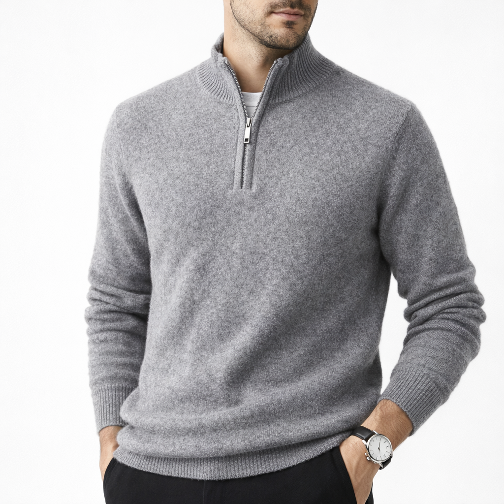 Morris | Kaschmirpullover mit Reißverschluss für Männer