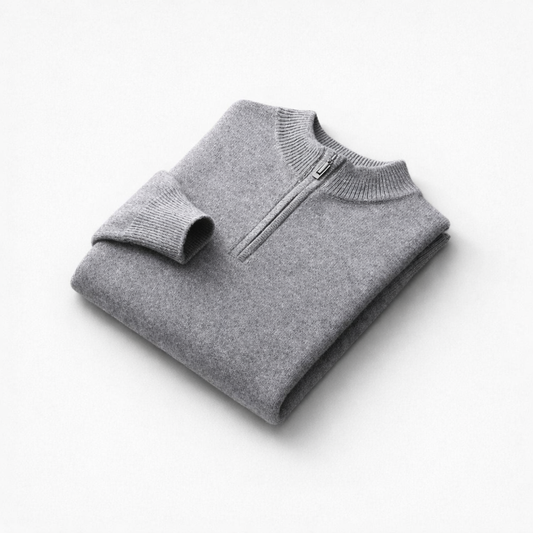 Men's Cashmere Zip-Up Sweater gray