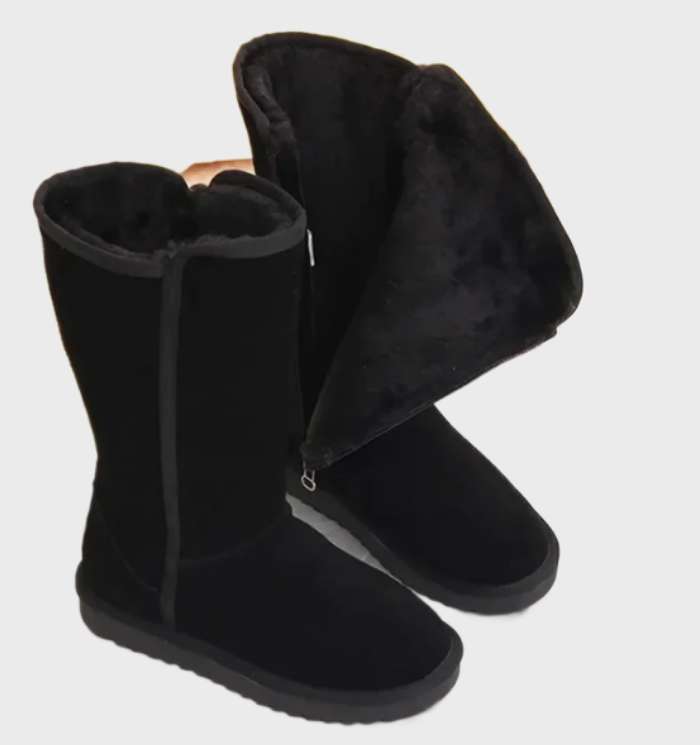 Mylene | Botas de pele de ovelha com zíper, quentes e impermeáveis