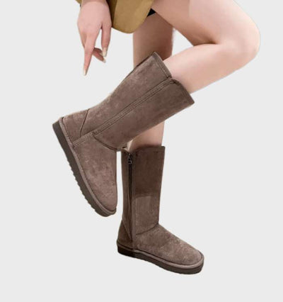 Mylene | Botas de pele de ovelha com zíper, quentes e impermeáveis