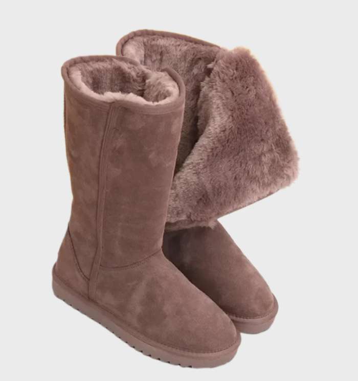 Mylene | Botas de pele de ovelha com zíper, quentes e impermeáveis