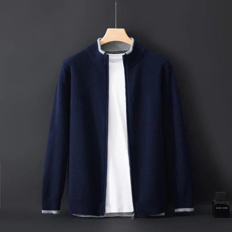 Jaqueta Zip Caxemira para homens quentes e elegantes