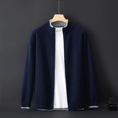 Jaqueta Zip Caxemira para homens quentes e elegantes