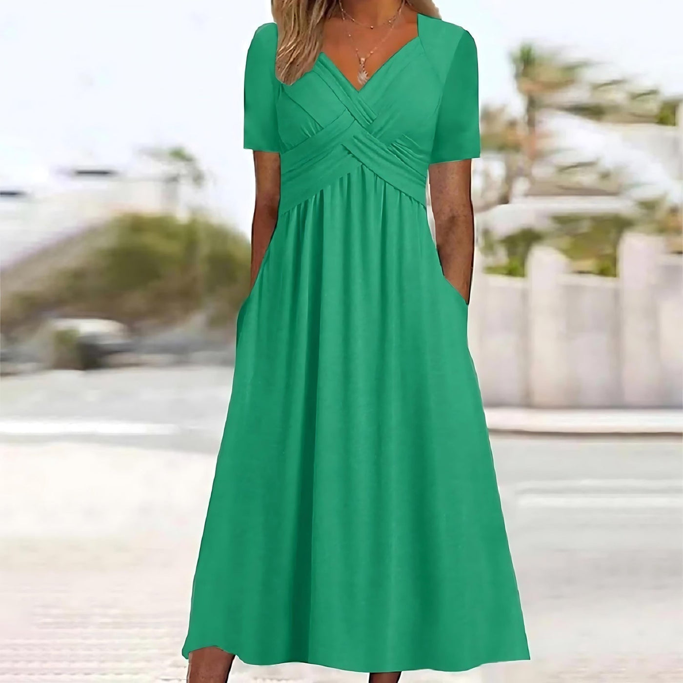 Jamaica - vestido midi elegante que cobre a barriga