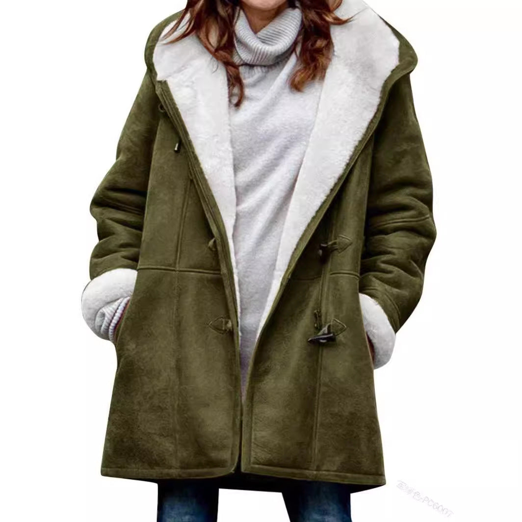 Warmer Damen Winterparka mit Kapuze | Langer Plüschmantel
