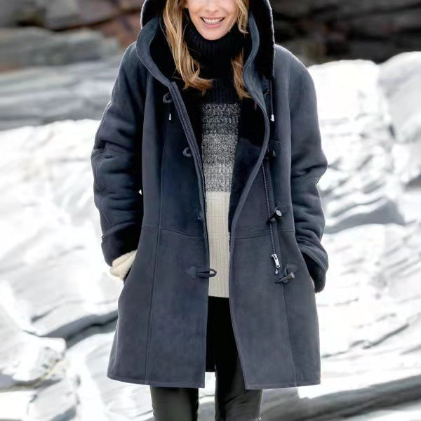 Warmer Damen Winterparka mit Kapuze | Langer Plüschmantel
