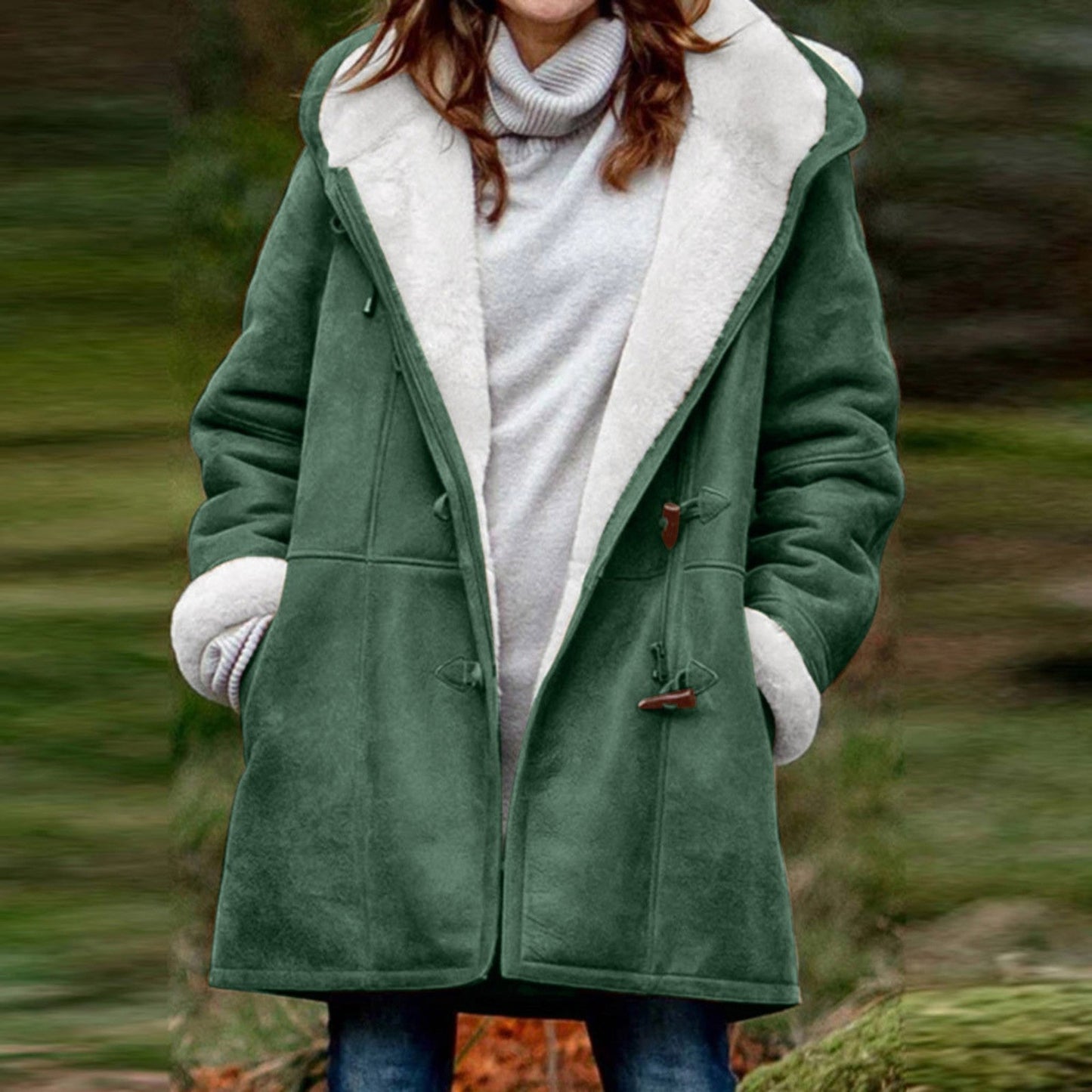 Warmer Damen Winterparka mit Kapuze | Langer Plüschmantel