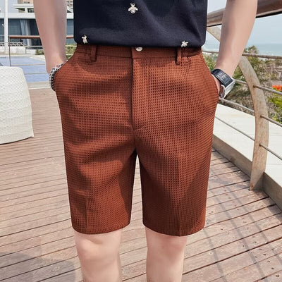 Shorts personalizados para homens - corte entaltado - longo até o joelho - tapete - mocassins de cinto