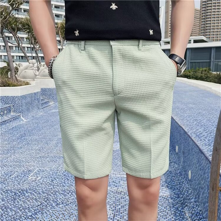 Shorts personalizados para homens - corte entaltado - longo até o joelho - tapete - mocassins de cinto