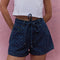 Shorts de cowgiller para mulheres - cintura alta - corte relaxado - cordão ajustável - design de cinco bolsos