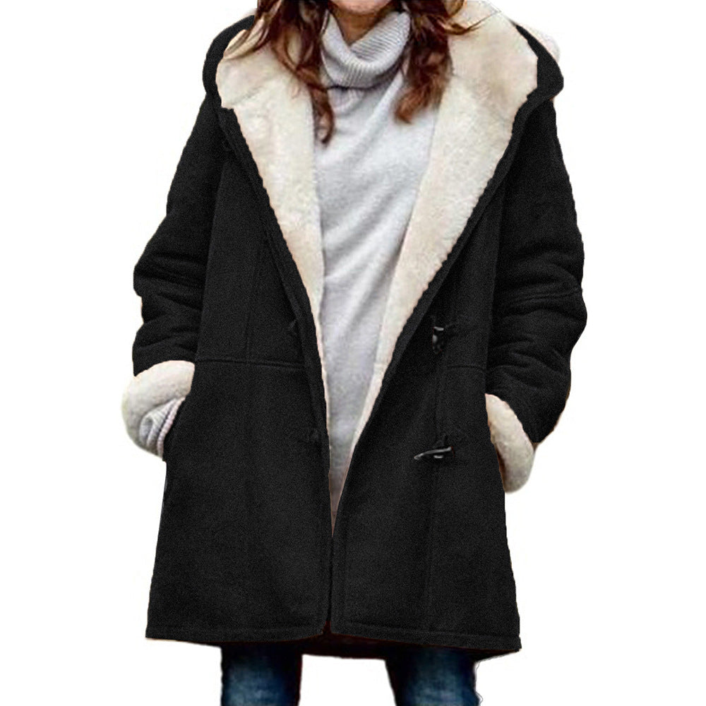 Warmer Damen Winterparka mit Kapuze | Langer Plüschmantel