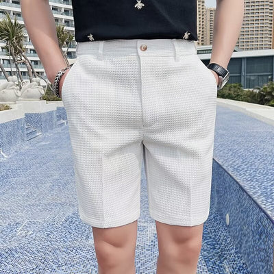 Shorts personalizados para homens - corte entaltado - longo até o joelho - tapete - mocassins de cinto