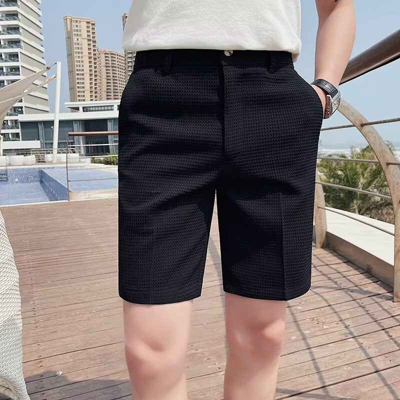 Shorts personalizados para homens - corte entaltado - longo até o joelho - tapete - mocassins de cinto