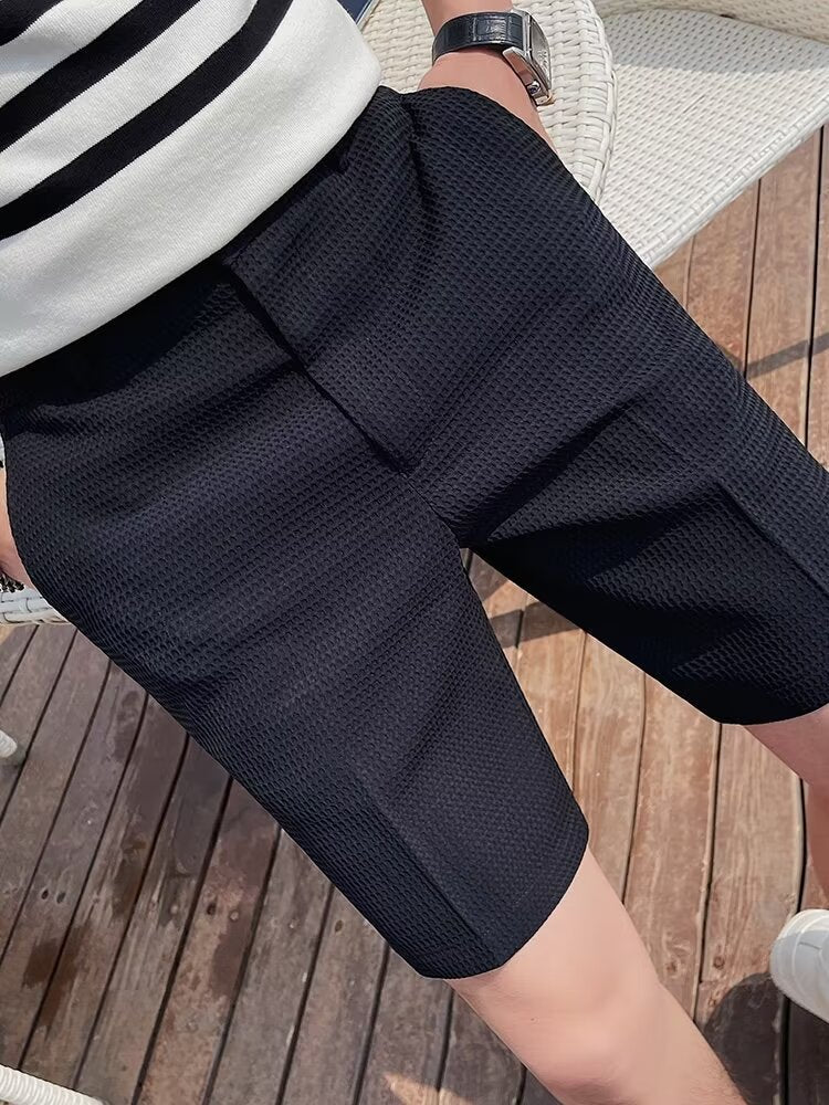 Shorts personalizados para homens - corte entaltado - longo até o joelho - tapete - mocassins de cinto