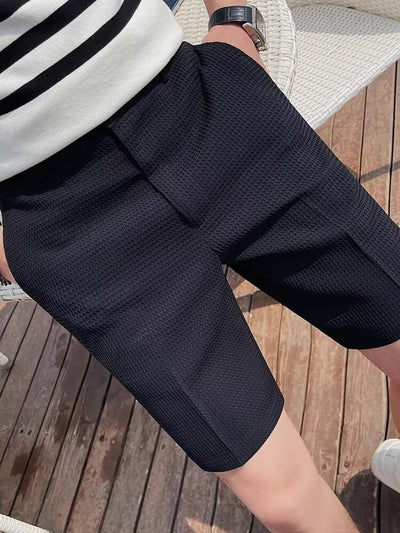 Shorts personalizados para homens - corte entaltado - longo até o joelho - tapete - mocassins de cinto